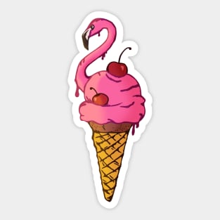 Great Flamingo Ice Cream Sticker